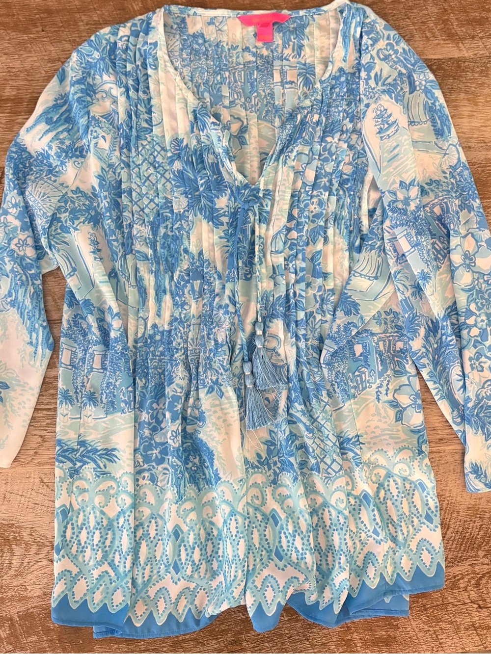 Lilly Pulitzer Blue & White Printed Tunic Top